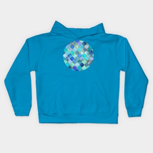 Cobalt Blue, Aqua & Gold Decorative Moroccan Tile Pattern Kids Hoodie